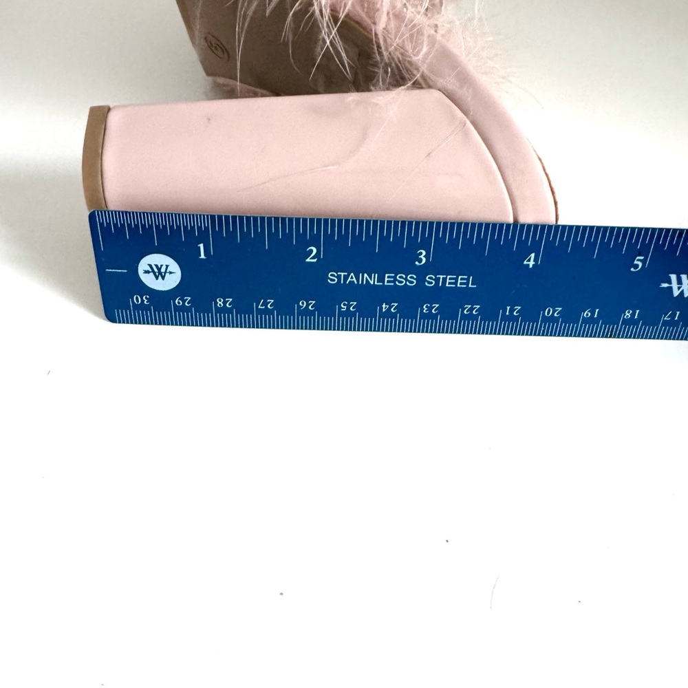 Wild Diva Blush Pink Feathered Slip On Heeled Mules size 5 - Picture 15 of 15